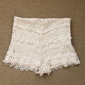 All lace white shorts